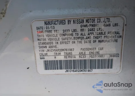 2013 Infiniti G37 from USA, damaged, VIN JN1CV6AR2DM761967